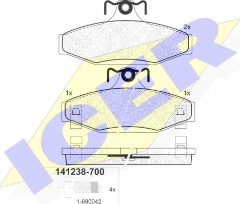 Icer 141238-700 - Тормозные колодки, дисковые, комплект autosila-amz.com