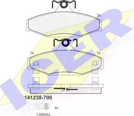 Icer 141238 - Тормозные колодки, дисковые, комплект autosila-amz.com