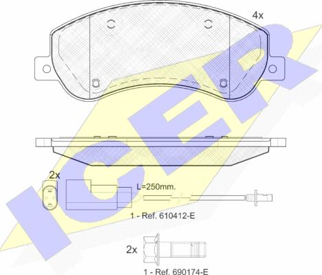 Icer 141793 - Тормозные колодки, дисковые, комплект autosila-amz.com