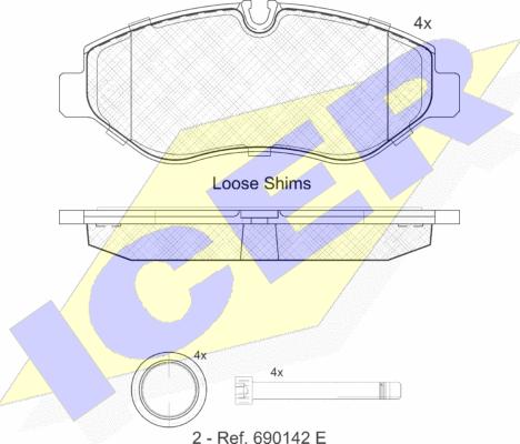 Icer 141786 - Тормозные колодки, дисковые, комплект autosila-amz.com