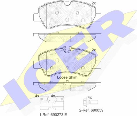 Icer 142116 - Тормозные колодки, дисковые, комплект autosila-amz.com