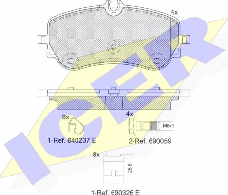 Icer 142301 - Тормозные колодки, дисковые, комплект autosila-amz.com