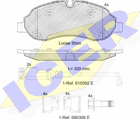 Icer 142217 - Тормозные колодки, дисковые, комплект autosila-amz.com