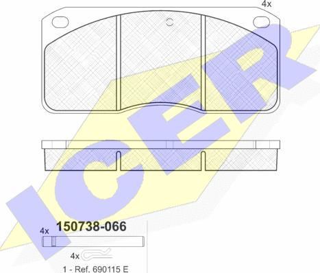 Icer 150738-066 - Тормозные колодки, дисковые, комплект autosila-amz.com