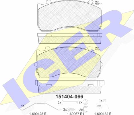 Icer 151404 - Тормозные колодки, дисковые, комплект autosila-amz.com