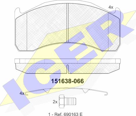 Icer 151638-066 - Тормозные колодки, дисковые, комплект autosila-amz.com