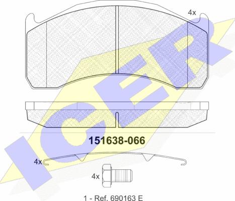 Icer 151638 - Тормозные колодки, дисковые, комплект autosila-amz.com