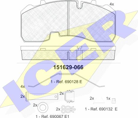 Icer 151629 - Тормозные колодки, дисковые, комплект autosila-amz.com