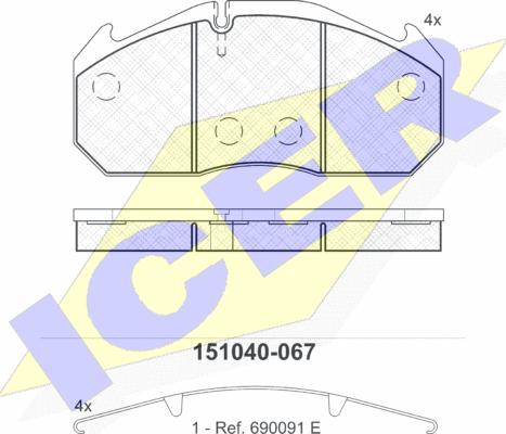 Icer 151040-067 - Тормозные колодки, дисковые, комплект autosila-amz.com