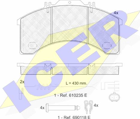 Icer 151043-111 - Тормозные колодки, дисковые, комплект autosila-amz.com