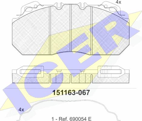Icer 151163 - Тормозные колодки, дисковые, комплект autosila-amz.com