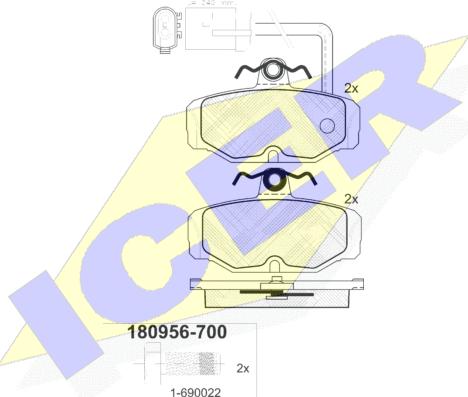 Icer 180956-700 - Тормозные колодки, дисковые, комплект autosila-amz.com