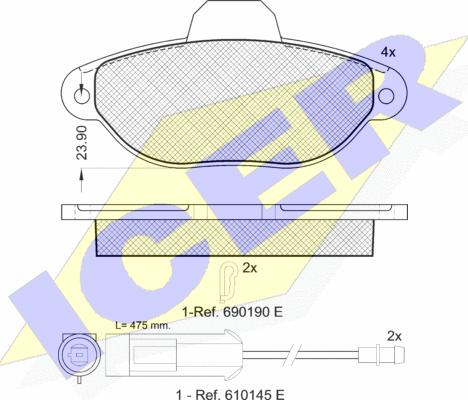 Icer 180953 - 180953 колодки дисковые передние !\ Fiat Punto 55 1.1i-1.7D 93-96 autosila-amz.com