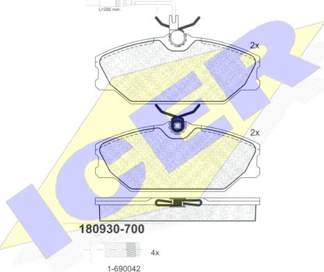 Icer 180930-700 - Тормозные колодки, дисковые, комплект autosila-amz.com