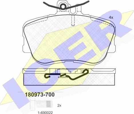 Icer 180973-700 - Тормозные колодки, дисковые, комплект autosila-amz.com