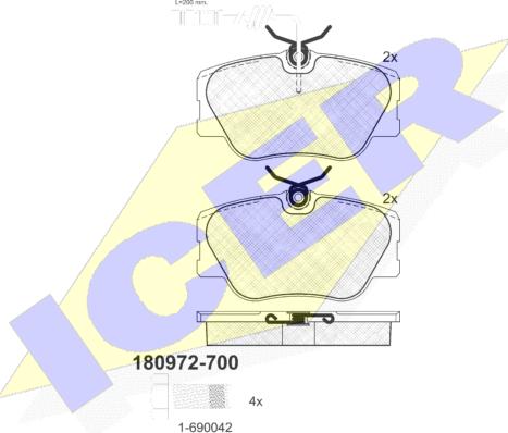 Icer 180972-700 - Тормозные колодки, дисковые, комплект autosila-amz.com