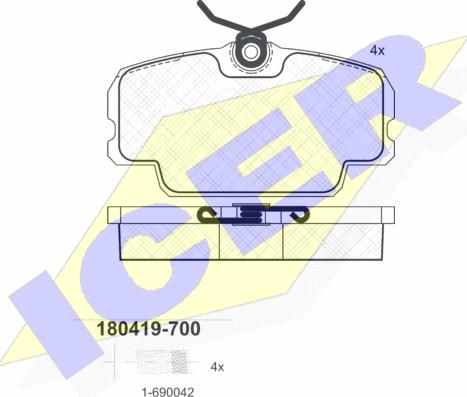 Icer 180419-700 - Тормозные колодки, дисковые, комплект autosila-amz.com