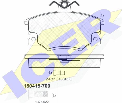 Icer 180415-700 - Тормозные колодки, дисковые, комплект autosila-amz.com