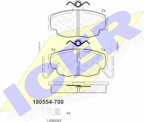 Icer 180554-700 - Тормозные колодки, дисковые, комплект autosila-amz.com