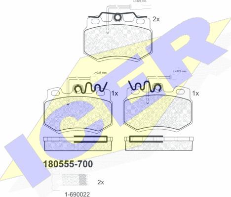 Icer 180555-700 - Тормозные колодки, дисковые, комплект autosila-amz.com