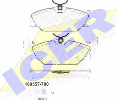 Icer 180557-700 - Тормозные колодки, дисковые, комплект autosila-amz.com