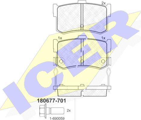 Icer 180677-701 - Тормозные колодки, дисковые, комплект autosila-amz.com