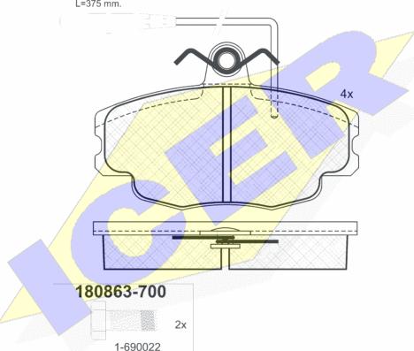 Icer 180863-700 - Тормозные колодки, дисковые, комплект autosila-amz.com