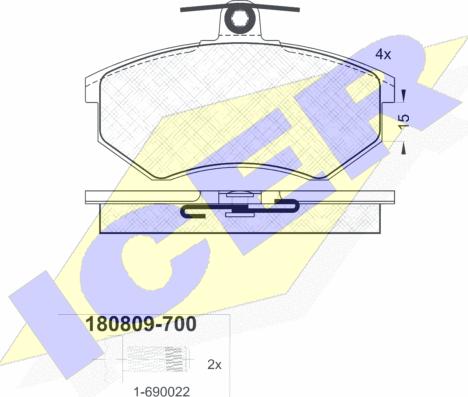 Icer 180809-700 - Тормозные колодки, дисковые, комплект autosila-amz.com