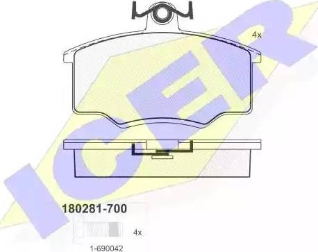 Icer 180281 - Тормозные колодки, дисковые, комплект autosila-amz.com