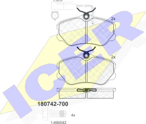 Icer 180742-700 - Тормозные колодки, дисковые, комплект autosila-amz.com