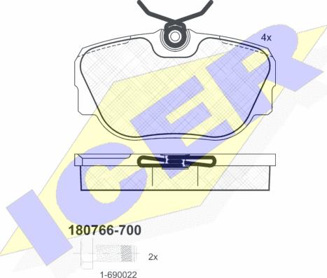 Icer 180766-700 - Тормозные колодки, дисковые, комплект autosila-amz.com