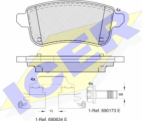 Icer 181904203 - Тормозные колодки, дисковые, комплект autosila-amz.com