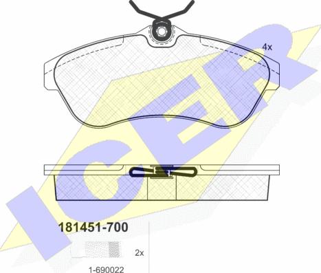 Icer 181451-700 - Тормозные колодки, дисковые, комплект autosila-amz.com