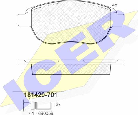 Icer 181429-701 - Тормозные колодки, дисковые, комплект autosila-amz.com