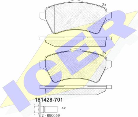 Icer 181428-701 - Тормозные колодки, дисковые, комплект autosila-amz.com