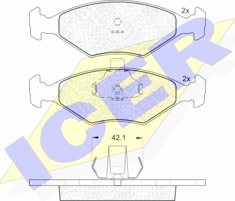 Icer 181596 - Тормозные колодки, дисковые, комплект autosila-amz.com