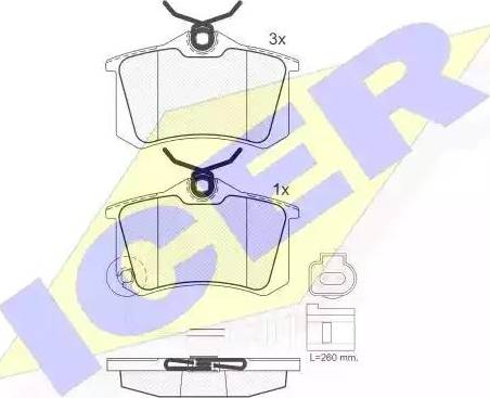 Icer 181593 - Тормозные колодки, дисковые, комплект autosila-amz.com