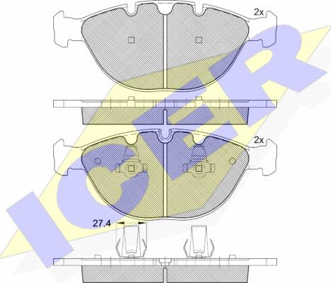 Icer 181547 - Тормозные колодки, дисковые, комплект autosila-amz.com