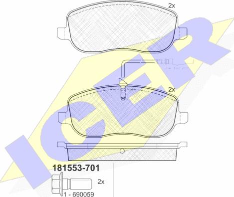 Icer 181553-701 - Тормозные колодки, дисковые, комплект autosila-amz.com