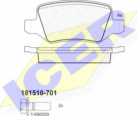 Icer 181510-701 - Тормозные колодки, дисковые, комплект autosila-amz.com