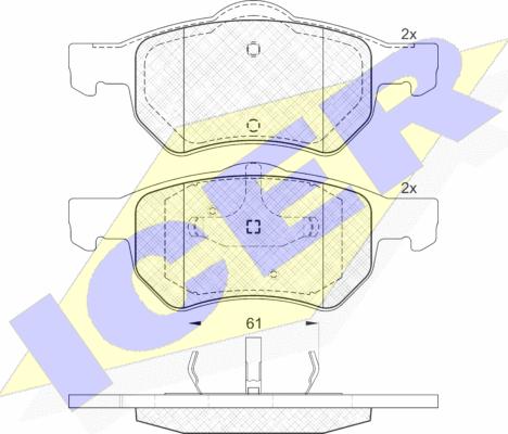 Icer 181586 - Тормозные колодки, дисковые, комплект autosila-amz.com