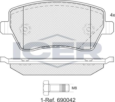 Icer 181534e1 - Тормозные колодки, дисковые, комплект autosila-amz.com