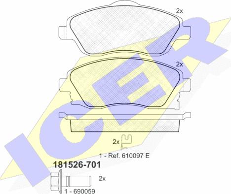 Icer 181526-701 - Тормозные колодки, дисковые, комплект autosila-amz.com