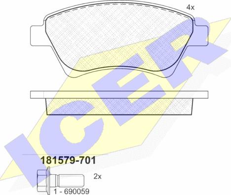 Icer 181579-701 - Тормозные колодки, дисковые, комплект autosila-amz.com