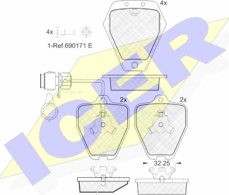 Icer 181693 - Тормозные колодки, дисковые, комплект autosila-amz.com