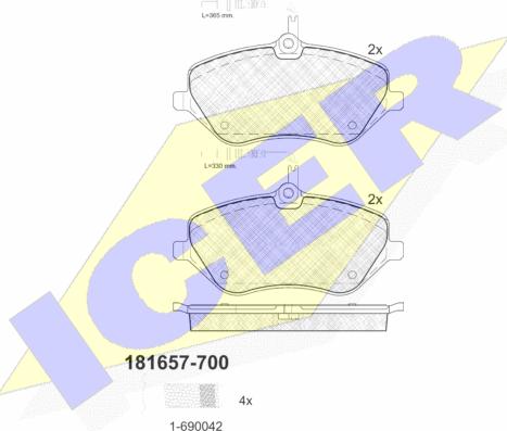 Icer 181657-700 - Тормозные колодки, дисковые, комплект autosila-amz.com