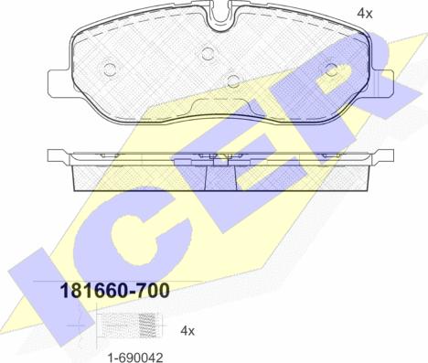 Icer 181660-700 - Тормозные колодки, дисковые, комплект autosila-amz.com