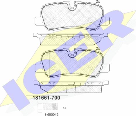 Icer 181661-700 - Тормозные колодки, дисковые, комплект autosila-amz.com