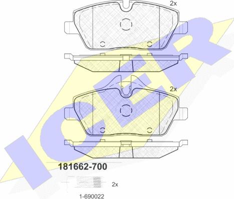 Icer 181662-700 - Тормозные колодки, дисковые, комплект autosila-amz.com