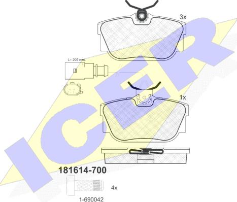 Icer 181614-700 - Тормозные колодки, дисковые, комплект autosila-amz.com